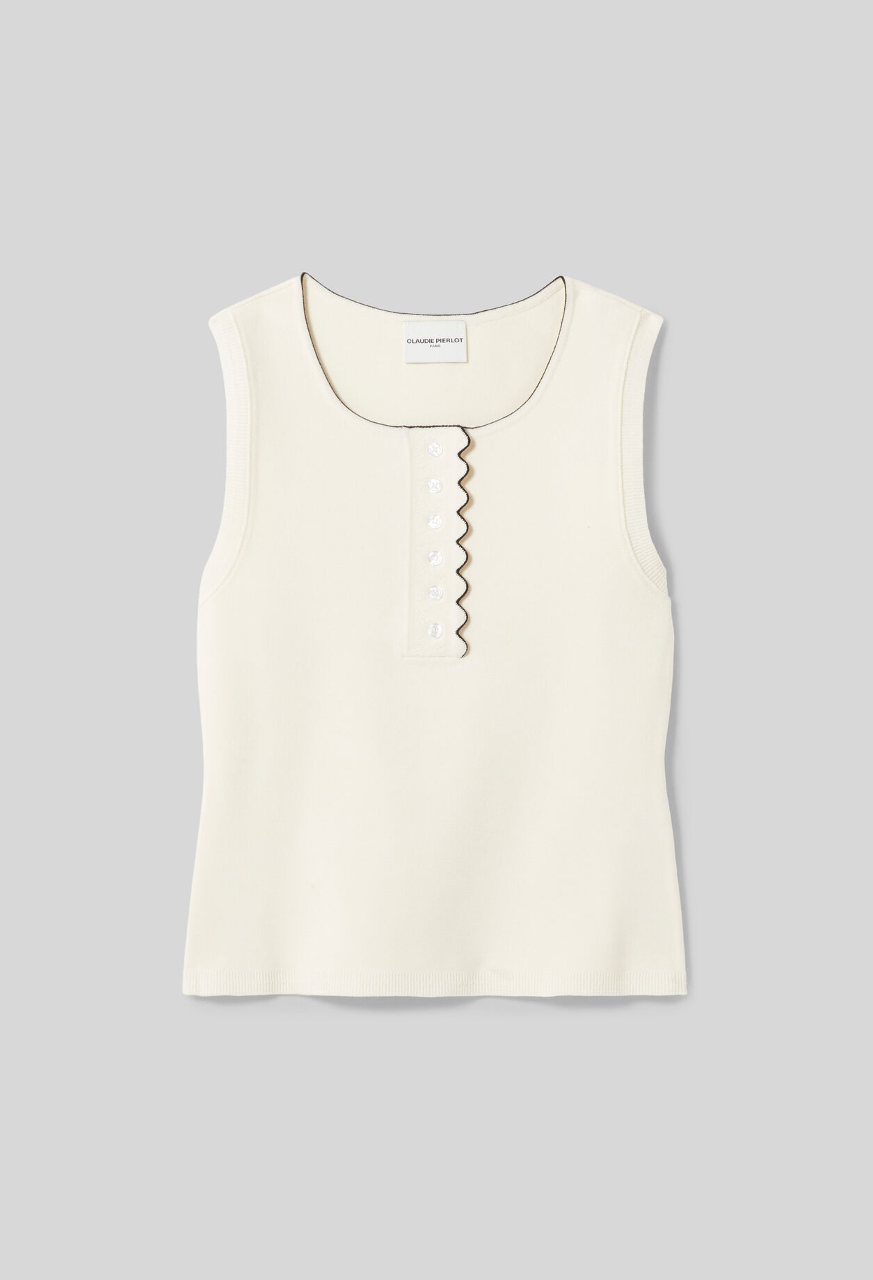 Top aus ecrufarbenem Strick