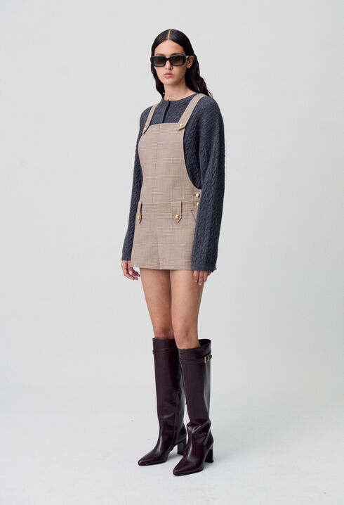 Karierter Latz-Overall-Shorts