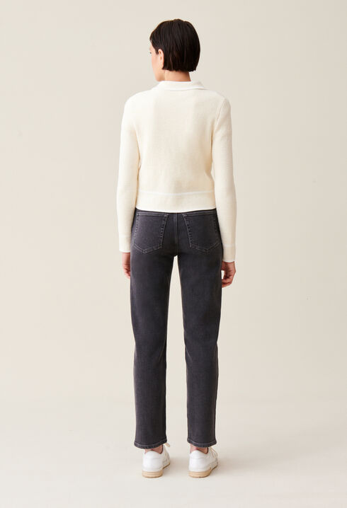 Melierte Strickjacke mit Einfassungen