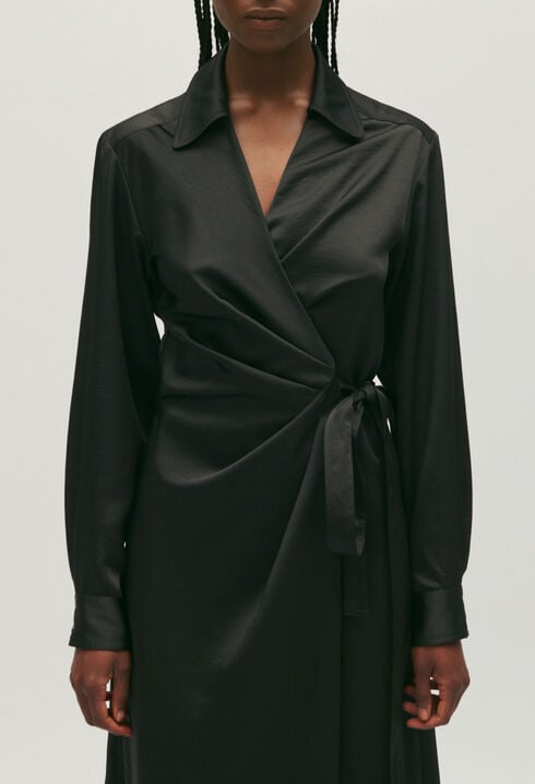 Midi-Wickelkleid schwarz 