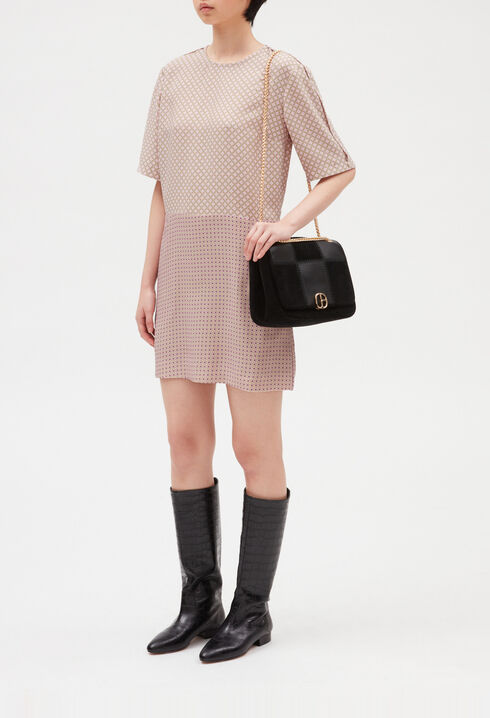 Kurzes Kleid mit Printmotiv, rosa