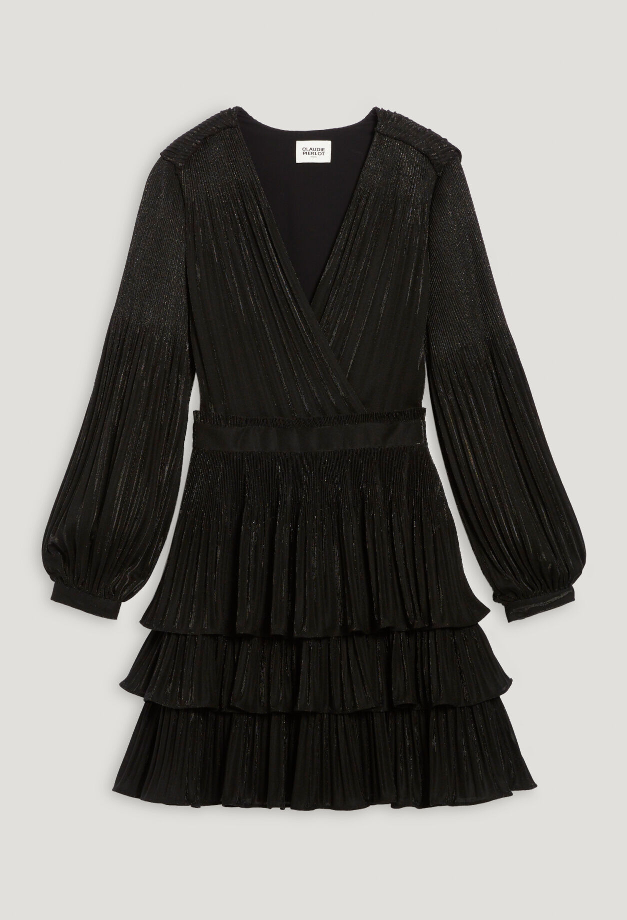 Kurzes plissiertes Kleid schwarz