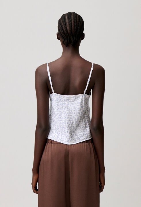Satin-Top mit Spitzendruck