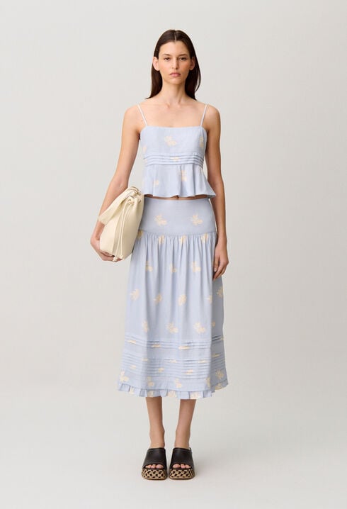 Midi-Rock mit Blumenmuster