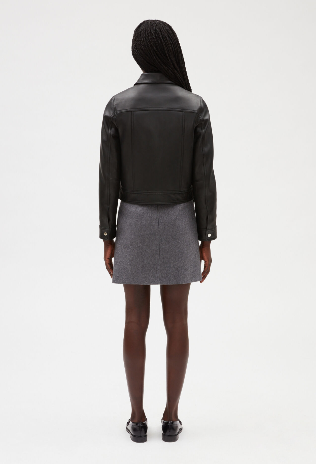 Lederblouson, schwarz