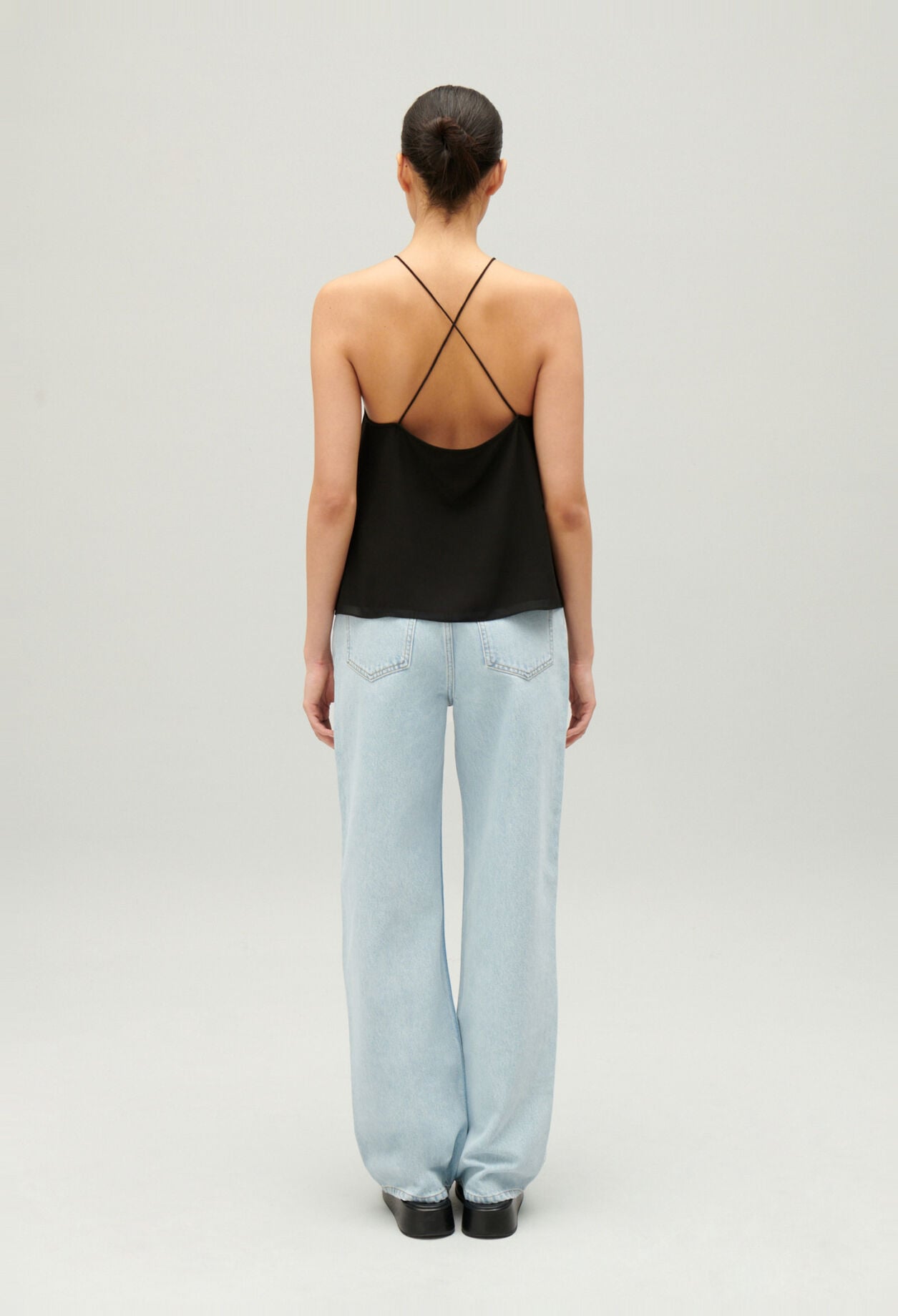 Bustier-Top mit Tr&auml;gerb&auml;ndern Schwarz