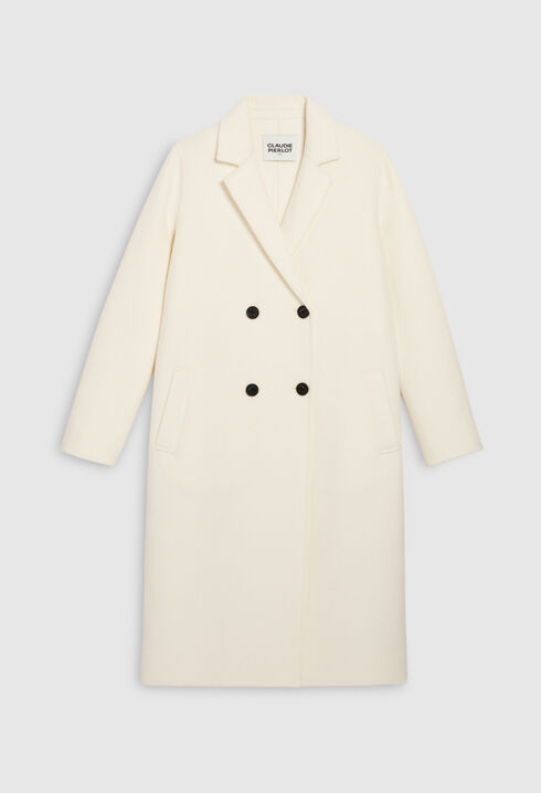 Gerader ecru halblanger Mantel