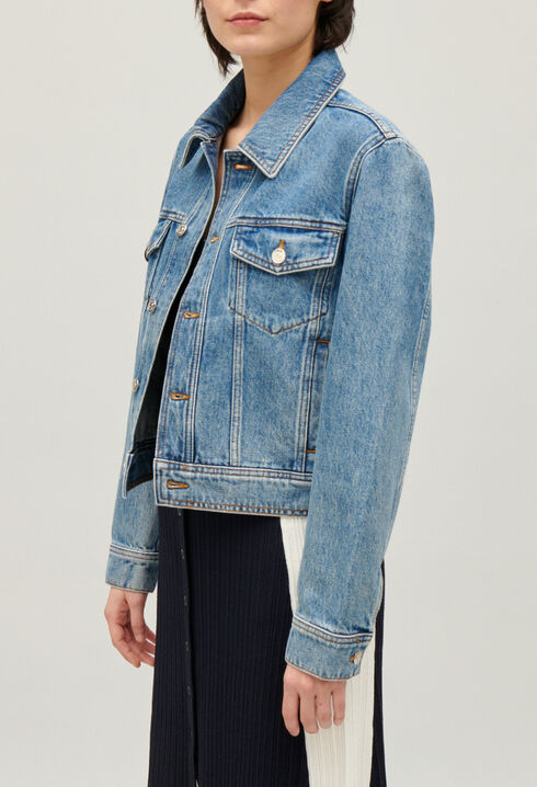 Gerade geschnittene Jeansjacke Blau