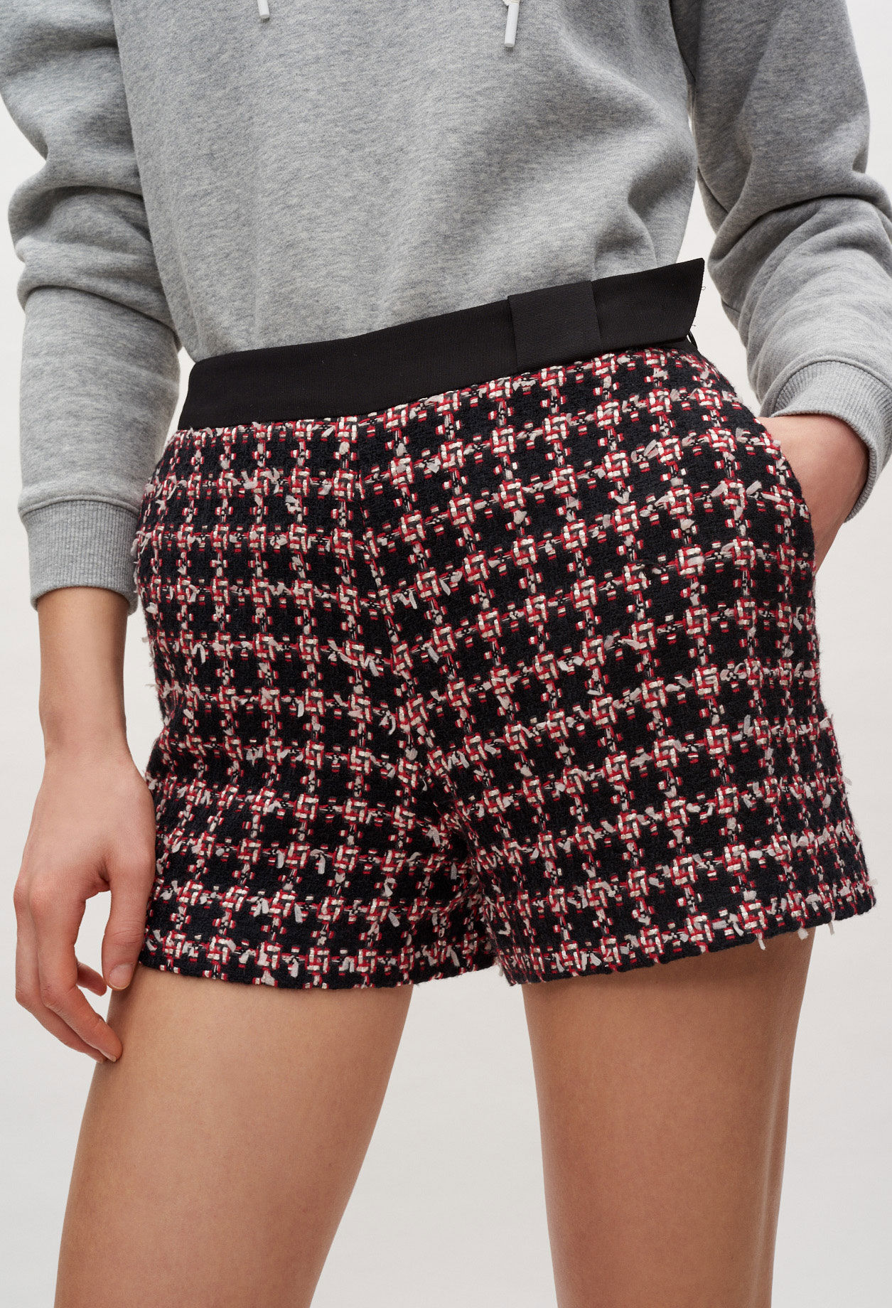 Tweed-Shorts mit hoher Taille