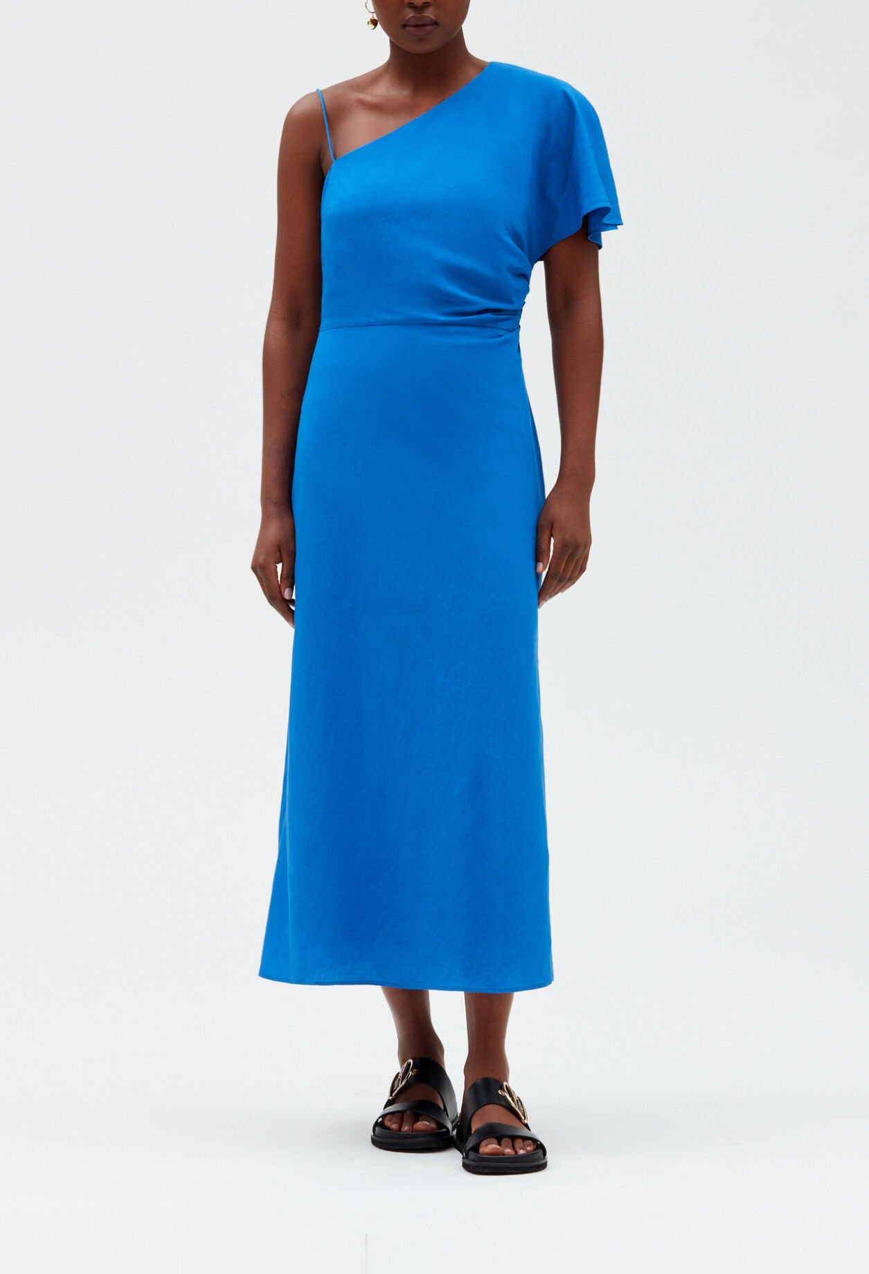 Asymmetrisches Midikleid in Blau