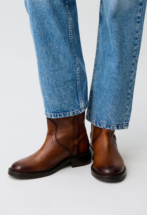 Cowboy-Stiefeletten Glattleder