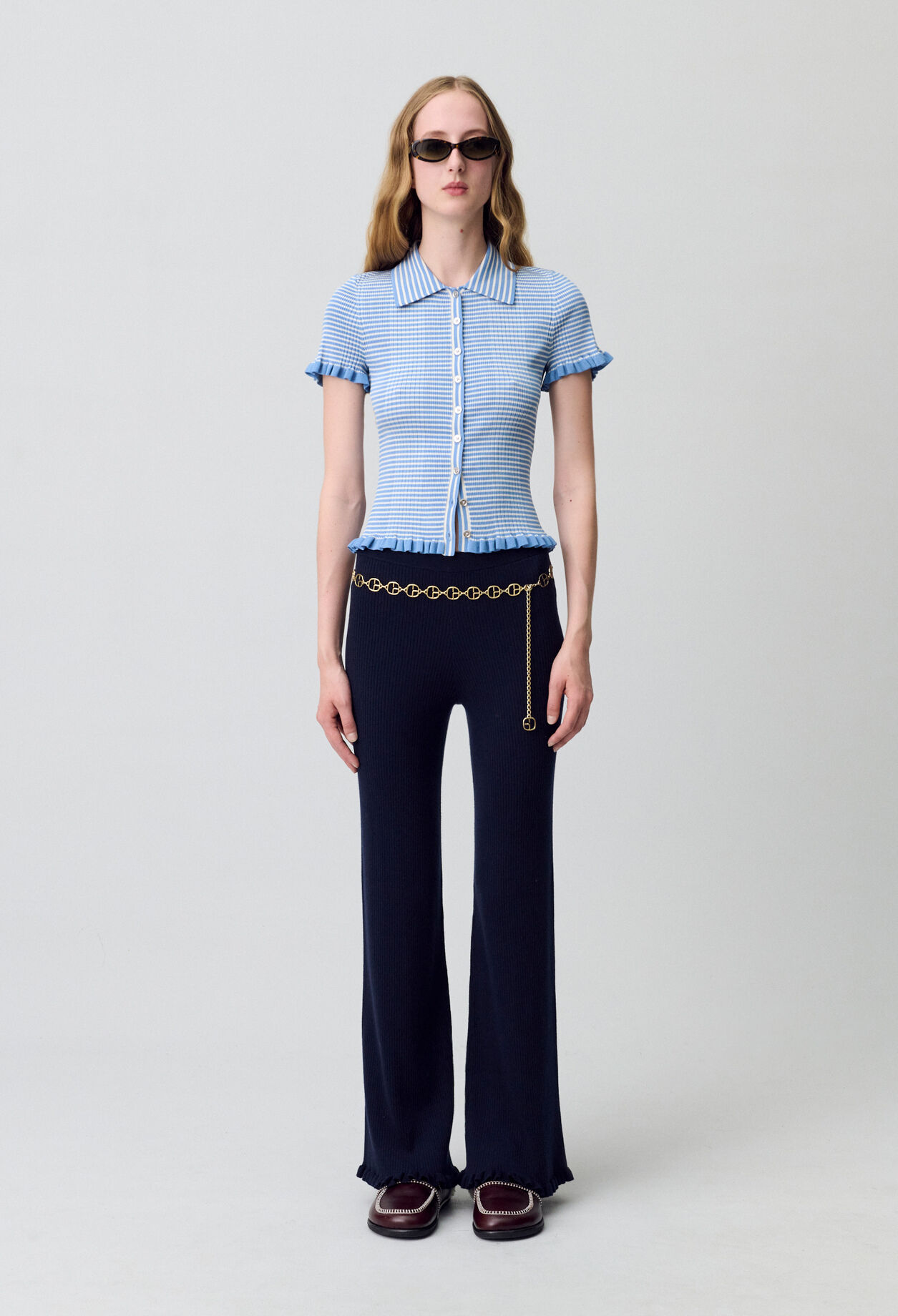 Gestreiftes Poloshirt mit Knöpfen