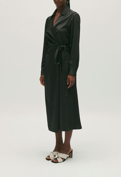 Midi-Wickelkleid schwarz 
