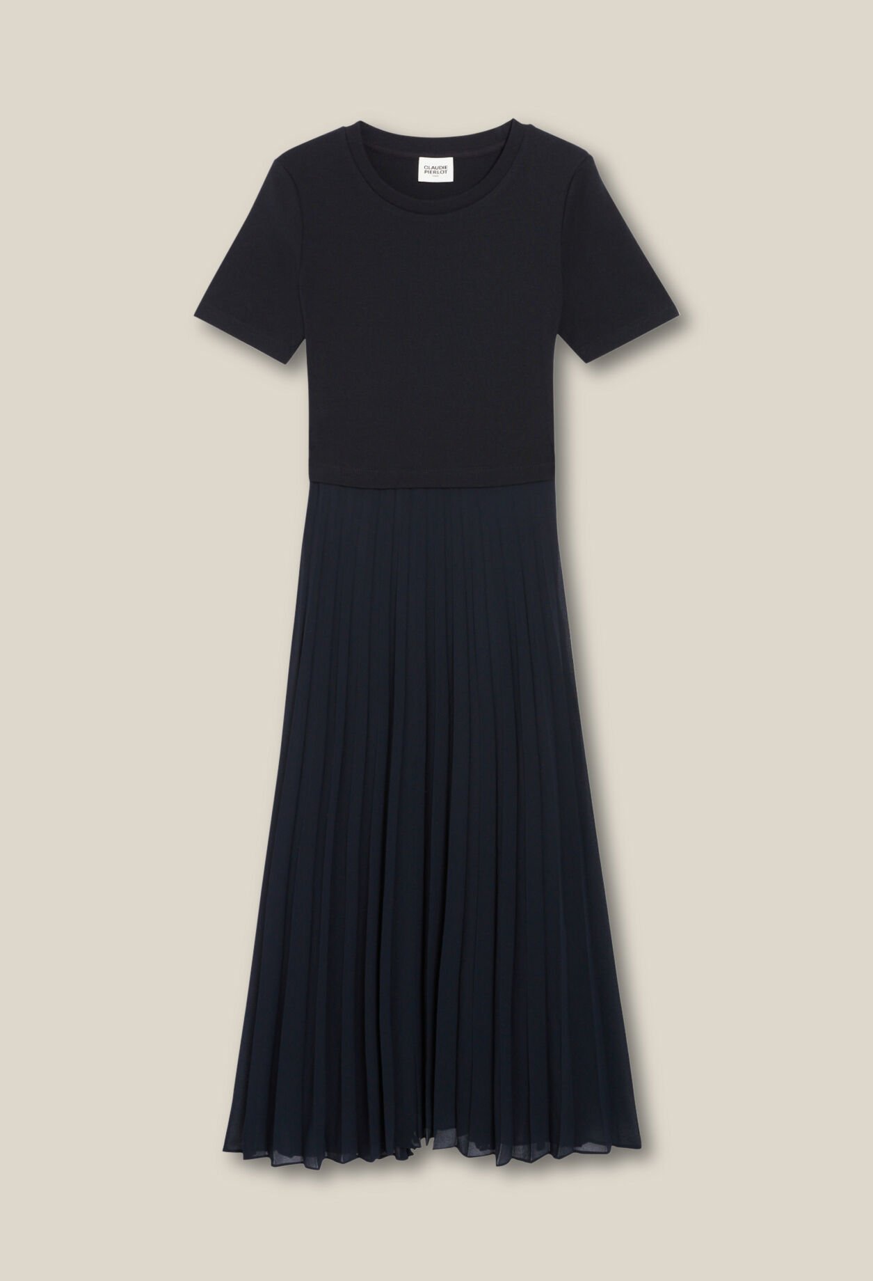 Langes Kleid Teli aus Materialmix
