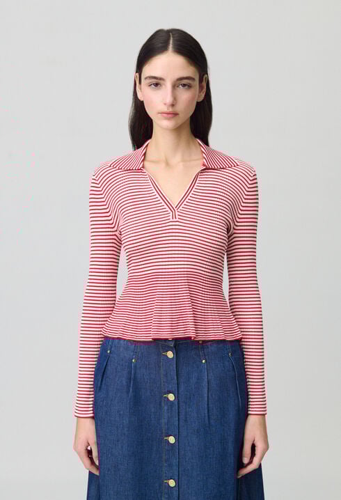 Gestreiftes Top mit Volants.