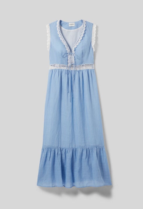 Langes gestreiftes Spitzenkleid