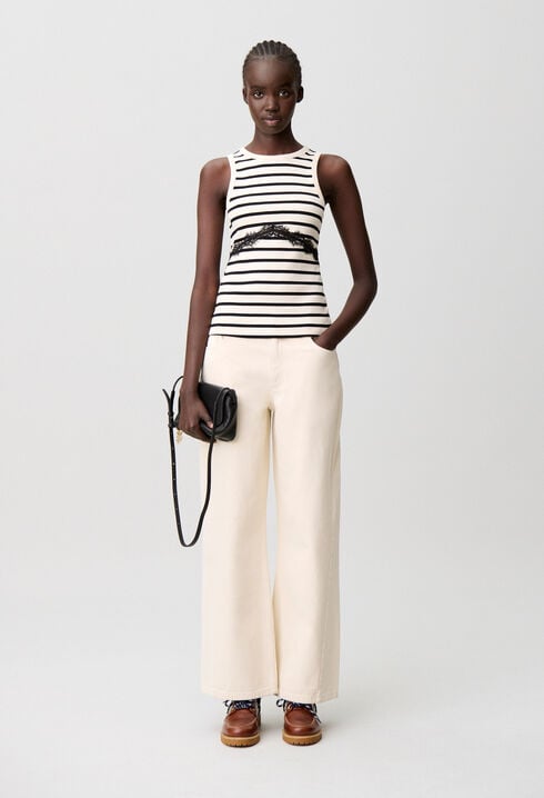 Breton-Shirt aus Baumwolle, Spitze