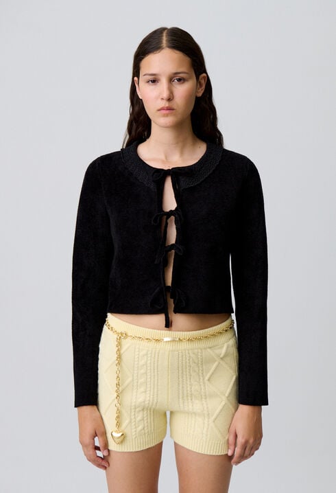 Cardigan aus Veloursstrick
