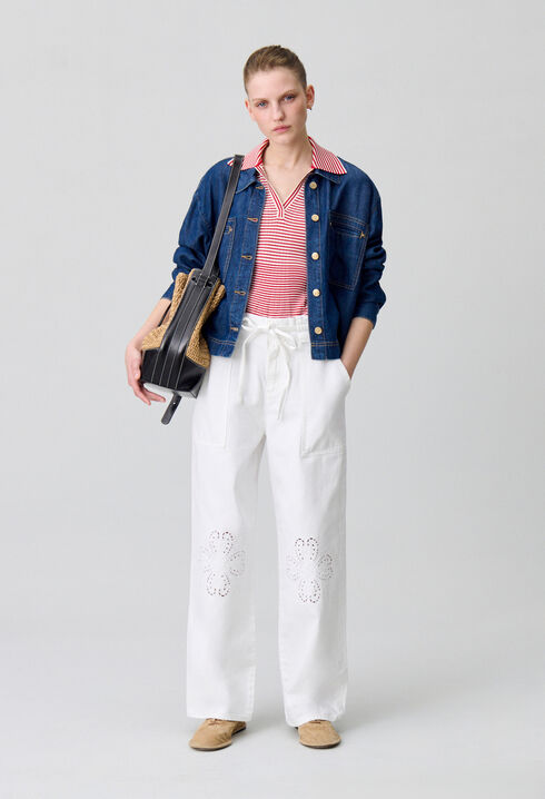 Baggy-Jeans mit Stickerei