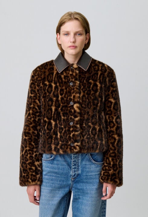 Webpelzmantel mit Leopardenmuster