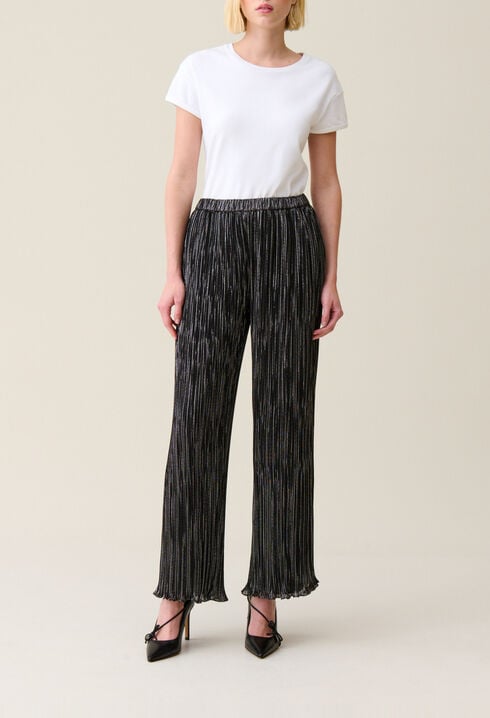 Silberne plissierte Hose