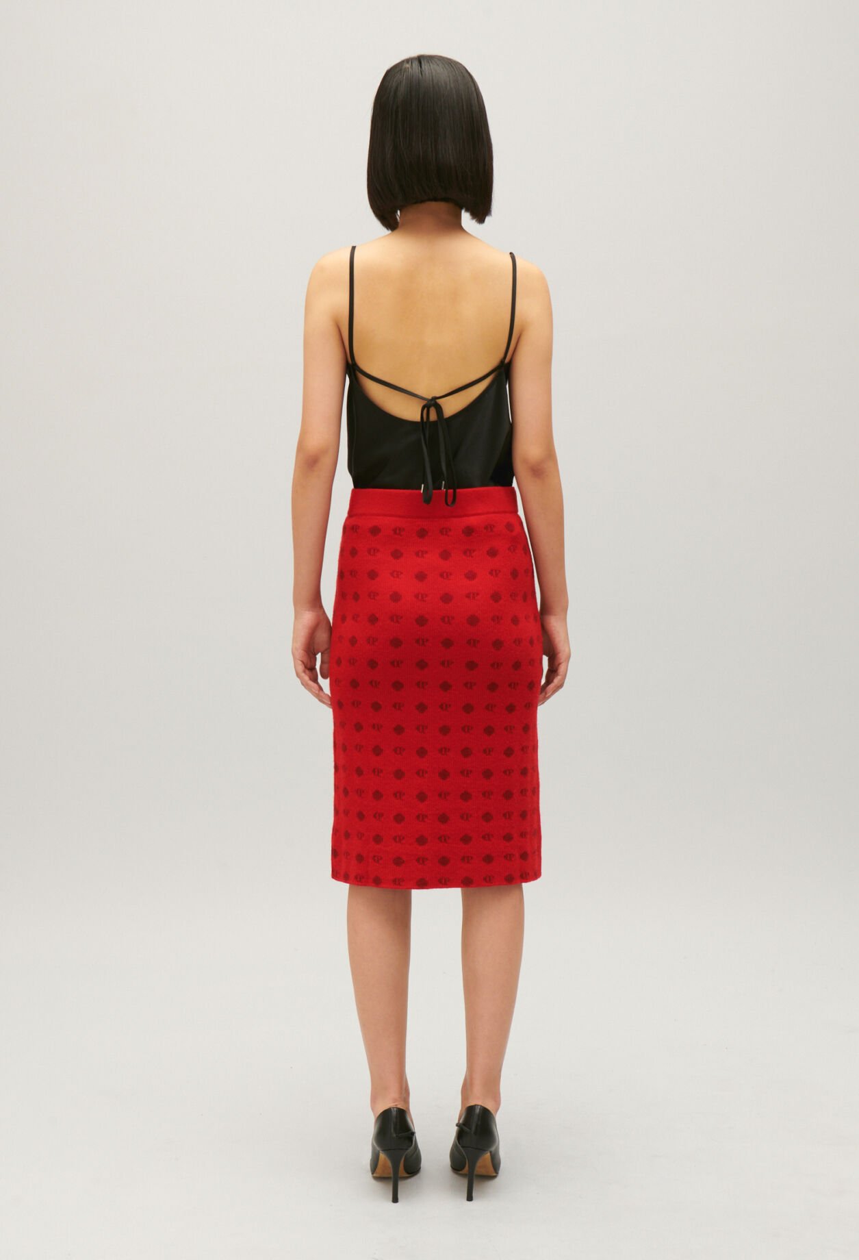 Halblanger Strickrock in Rot