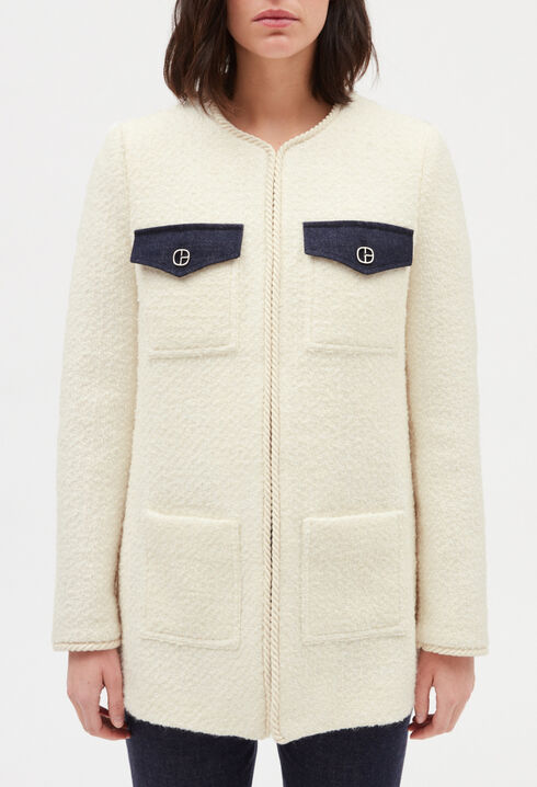 Langärmelige Tweedjacke, beige