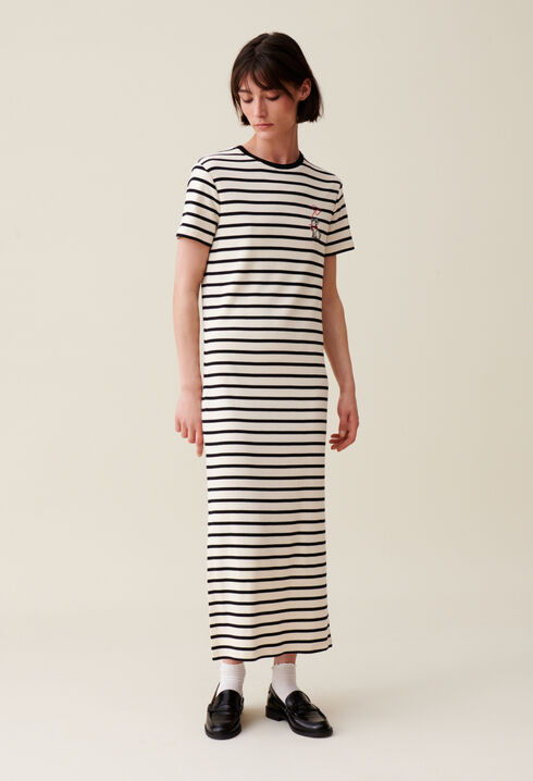 Gestreiftes Midi-Jeanskleid Toto
