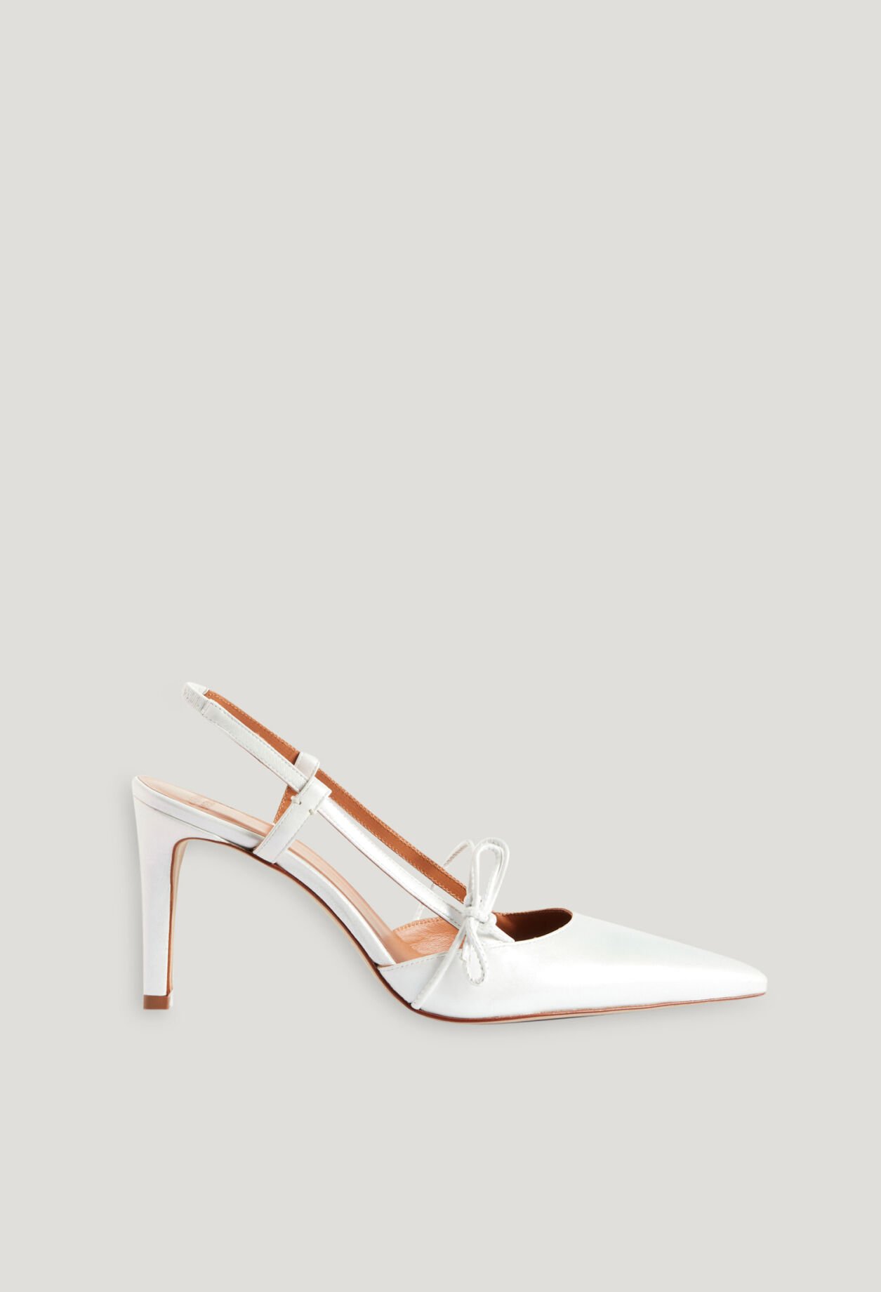 Perlmuttfarbene Leder-Pumps