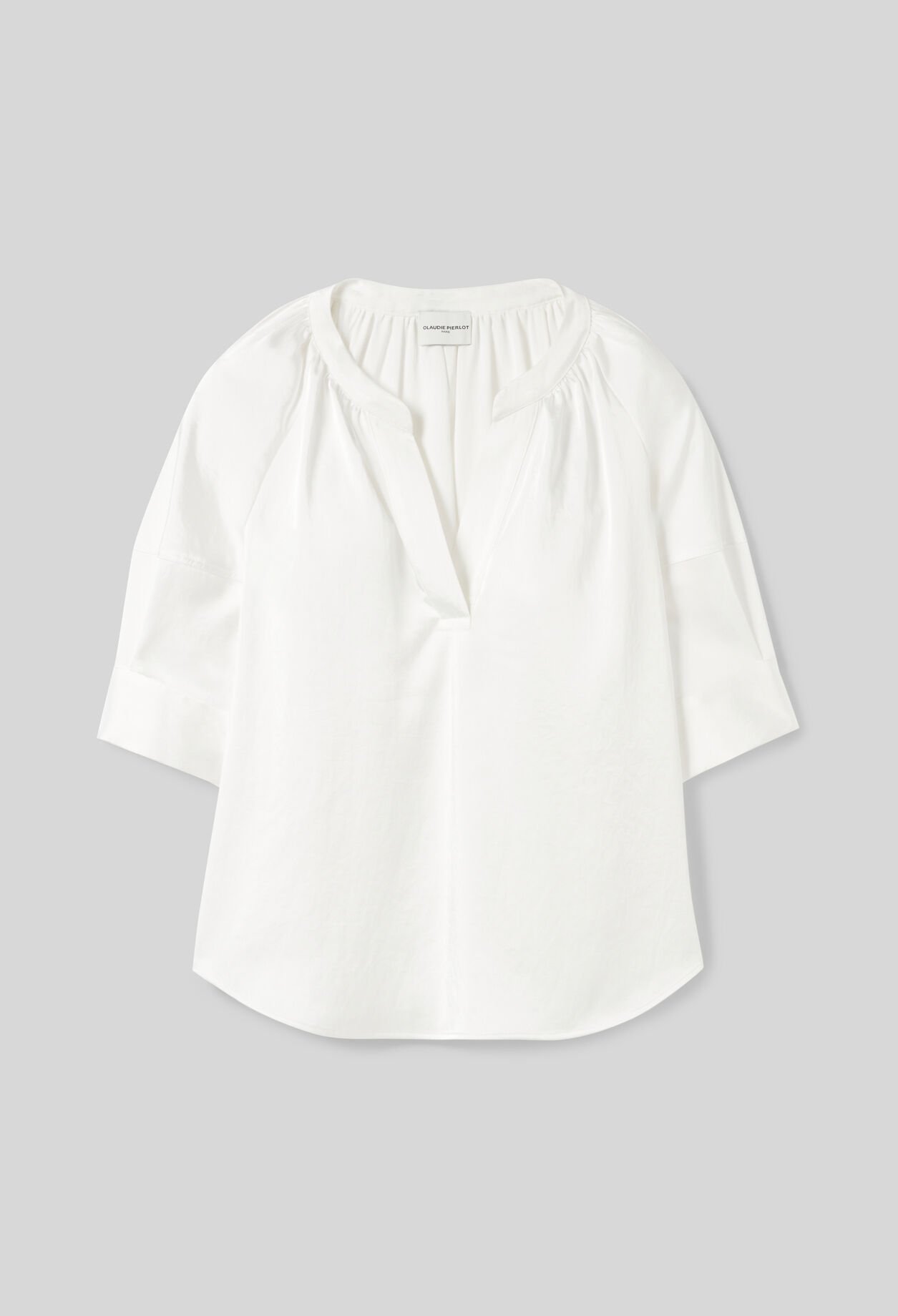 Fließende Bluse mit Tunesien-Kragen