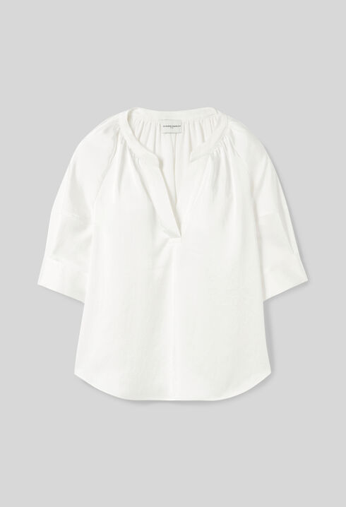 Fließende Bluse mit Tunesien-Kragen