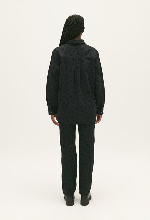 Jeans-Oberhemd mit Herzchen-Print