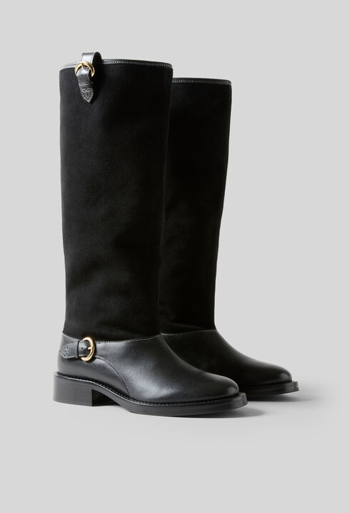 Halbhohe Wildlederstiefel Schwarz