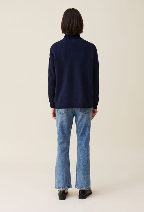 Dunkelblauer Zip-Pullover
