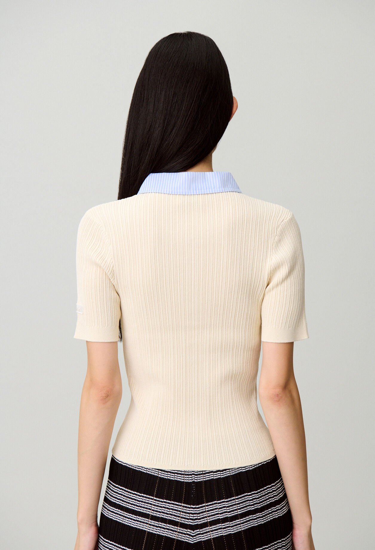 Gestreifter Cardigan, Materialmix