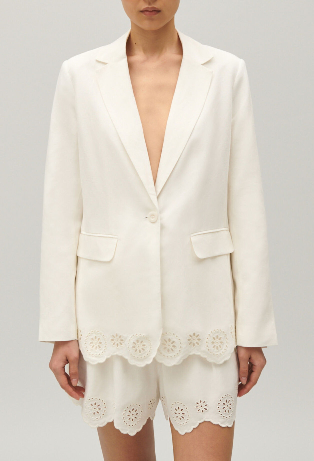 Blazer aus Halbleinen Ecru