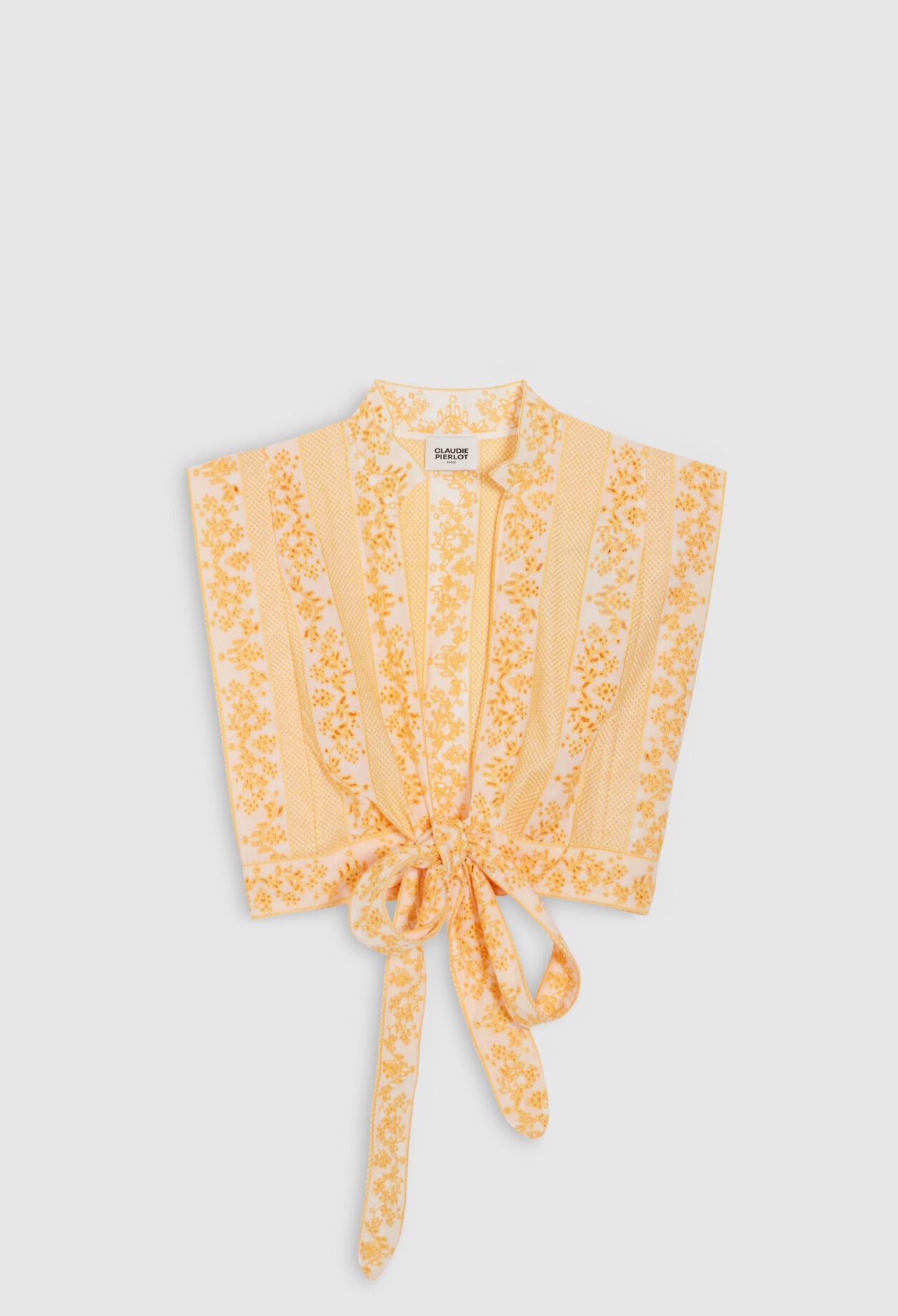 Top in Wickelform mit Stickerei, Mimose