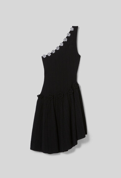 Strickkleid mit H&auml;kelblumen