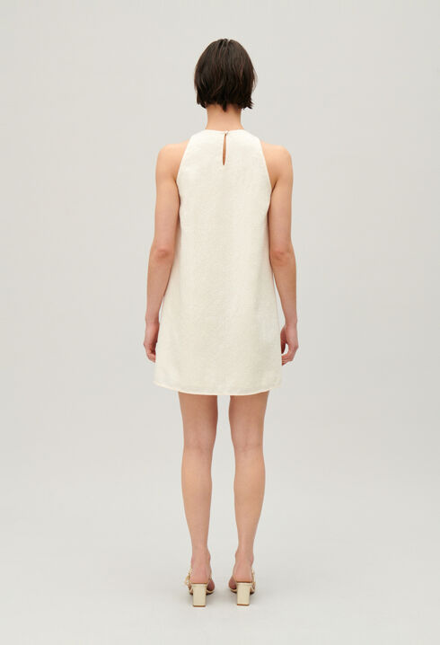 Kurzes, paillettiertes Kleid Ecru