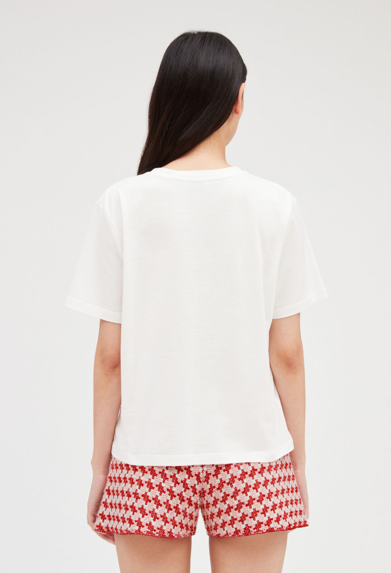 Ecru tweed-T-Shirt mit Taschen