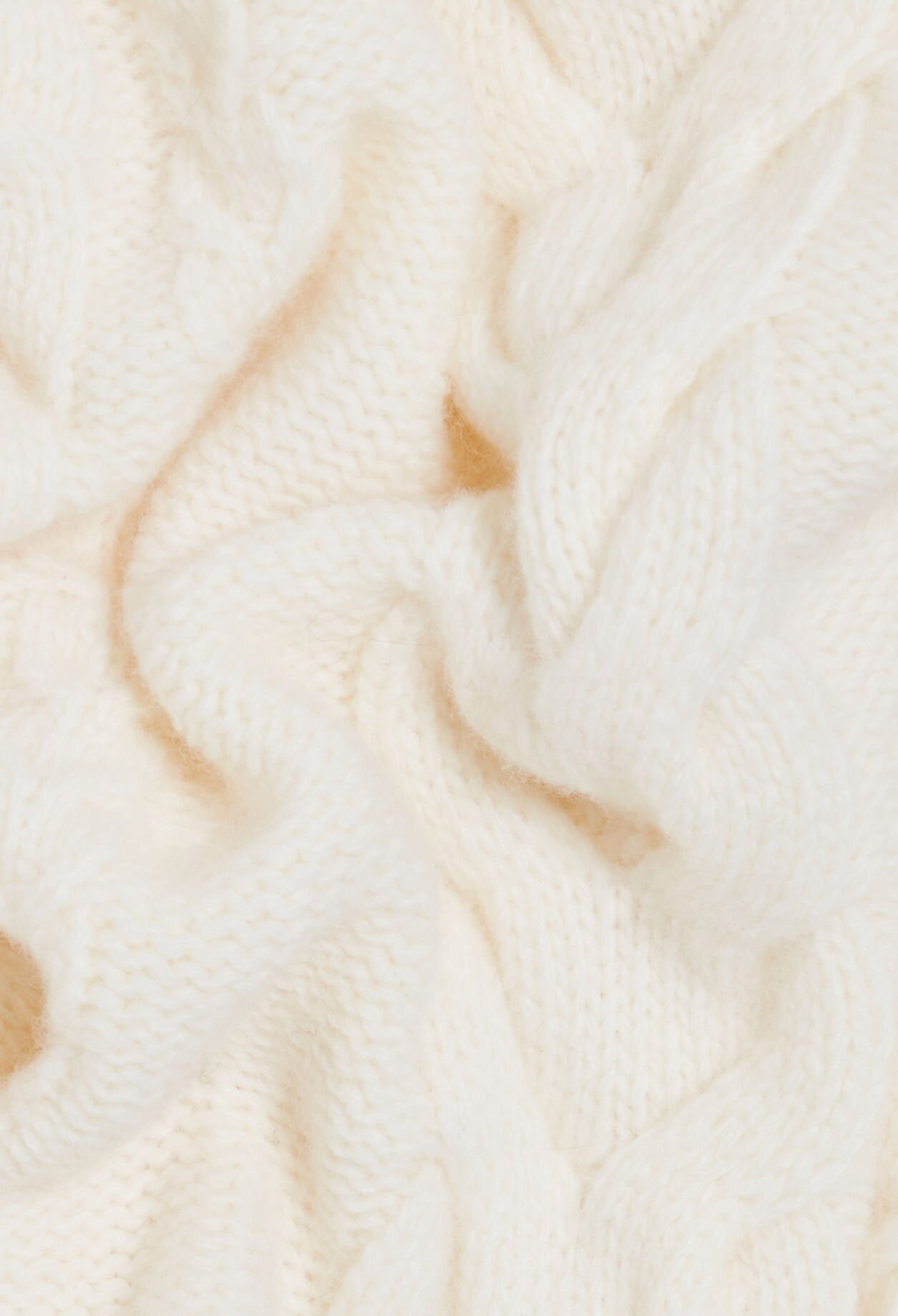 Strickpullover mit Zopfmuster Ecru