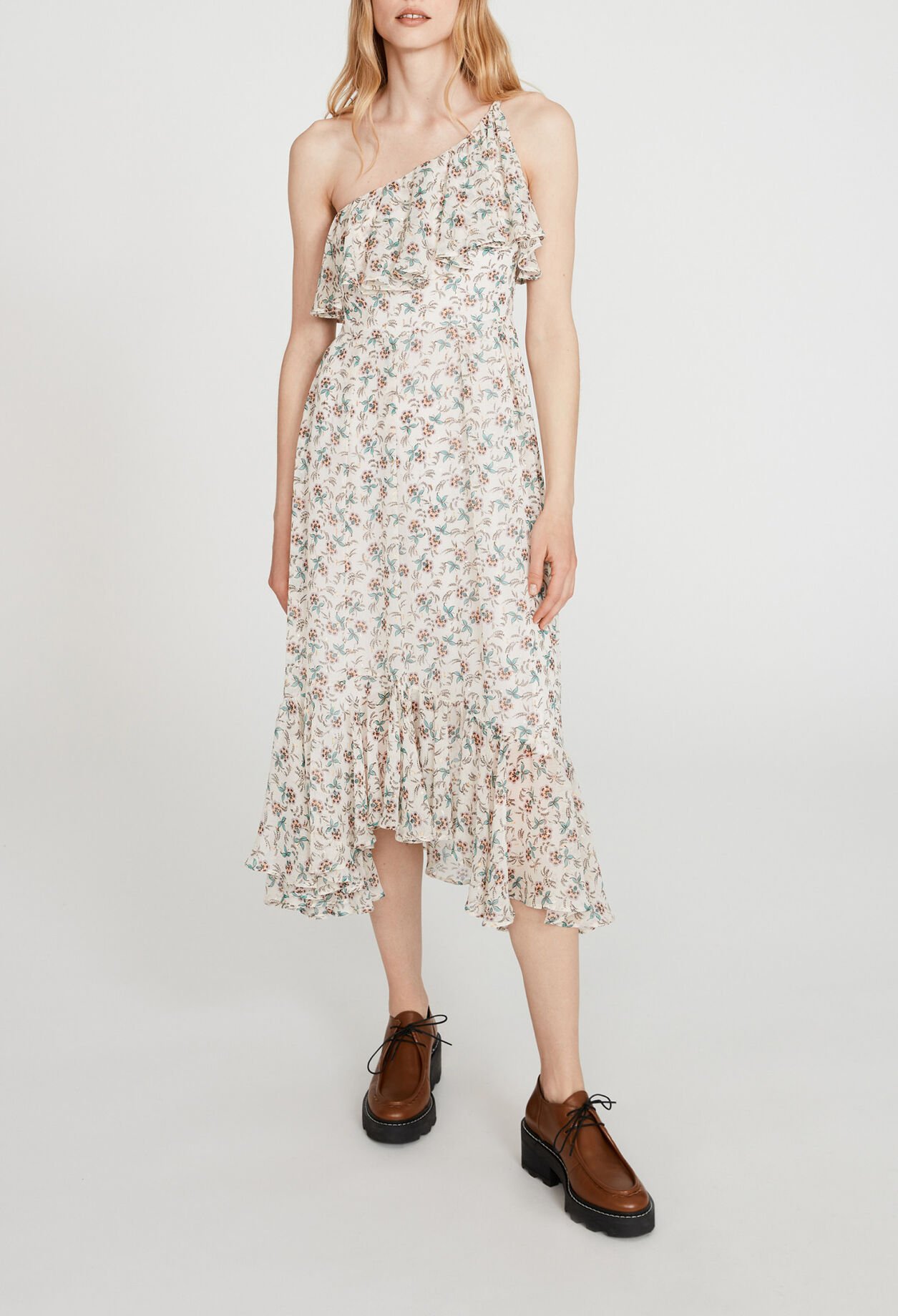 Asymmetrisches Kleid mit Volants