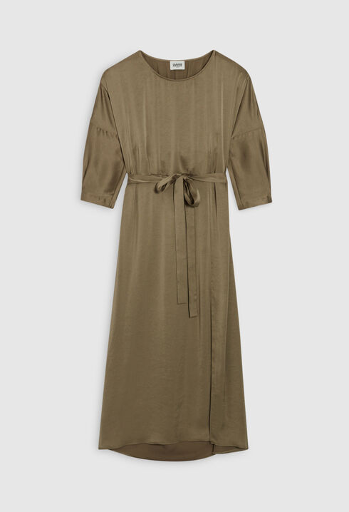 Midikleid aus Satin, khaki