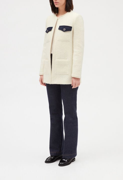 Langärmelige Tweedjacke, beige