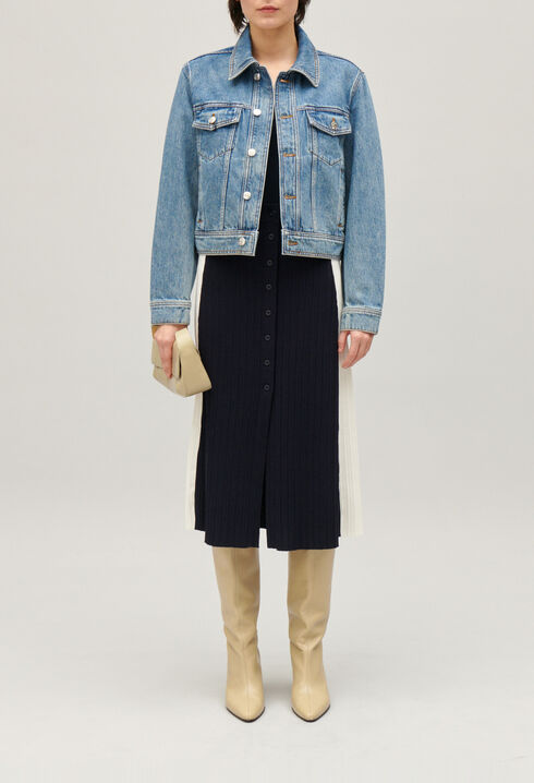Gerade geschnittene Jeansjacke Blau