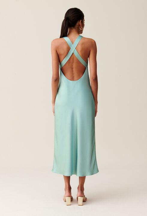 Langes, satiniertes Kleid