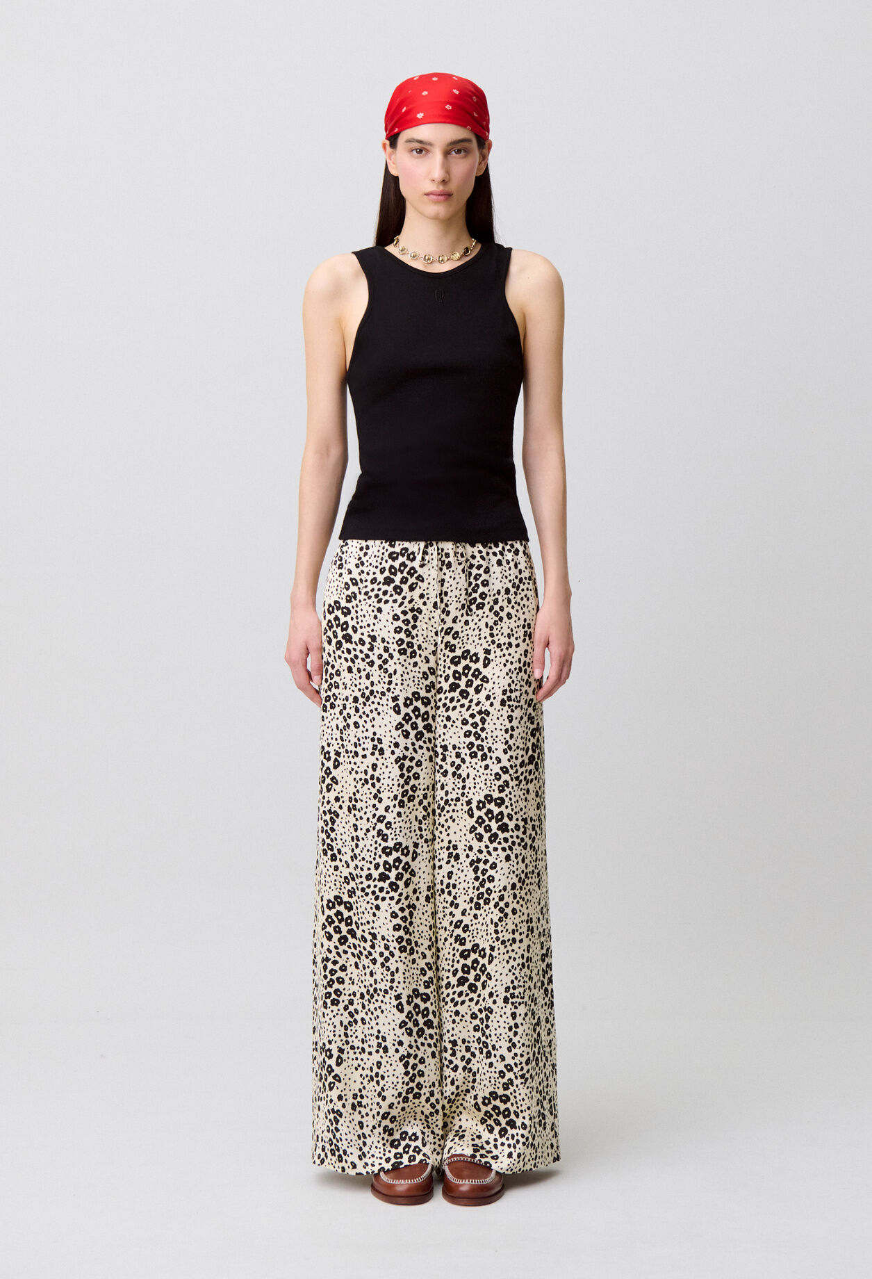 Satinhose mit Animal-Print