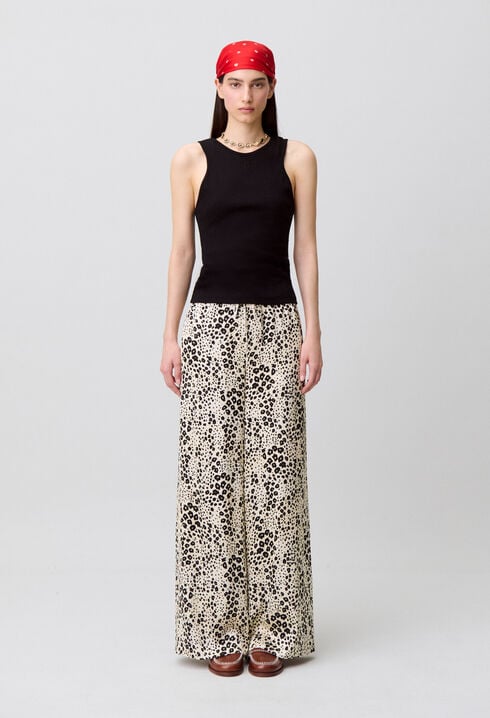 Satinhose mit Animal-Print