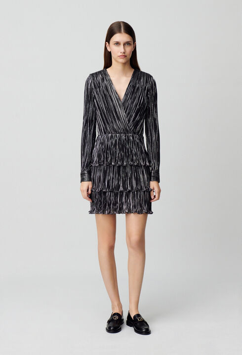 Kurzes Silber Kleid mit Volants