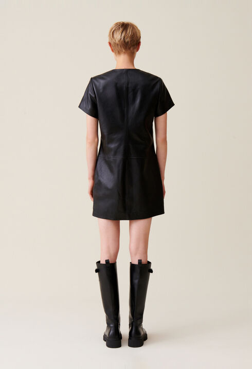 Kurzes Lederkleid mit Rei&szlig;verschluss
